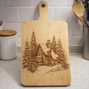Custom Laser Engraved Bamboo Cutting Board - 15.5 X 7.6 Inch - Cottage Images